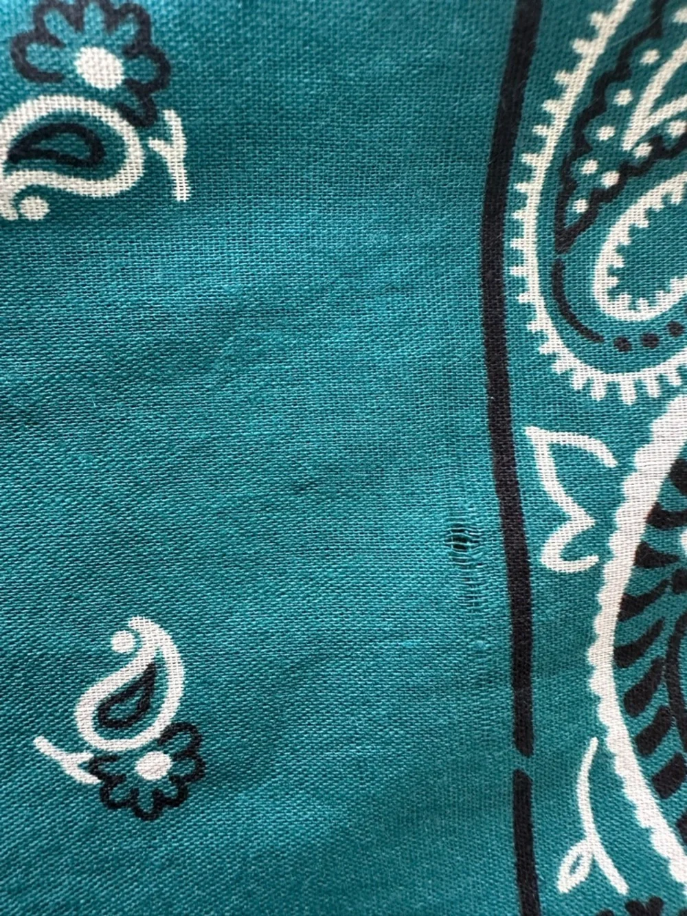 Bundle (2) Vintage RN 13962 Bandanas - Red Floral & Teal Paisley - Made in USA